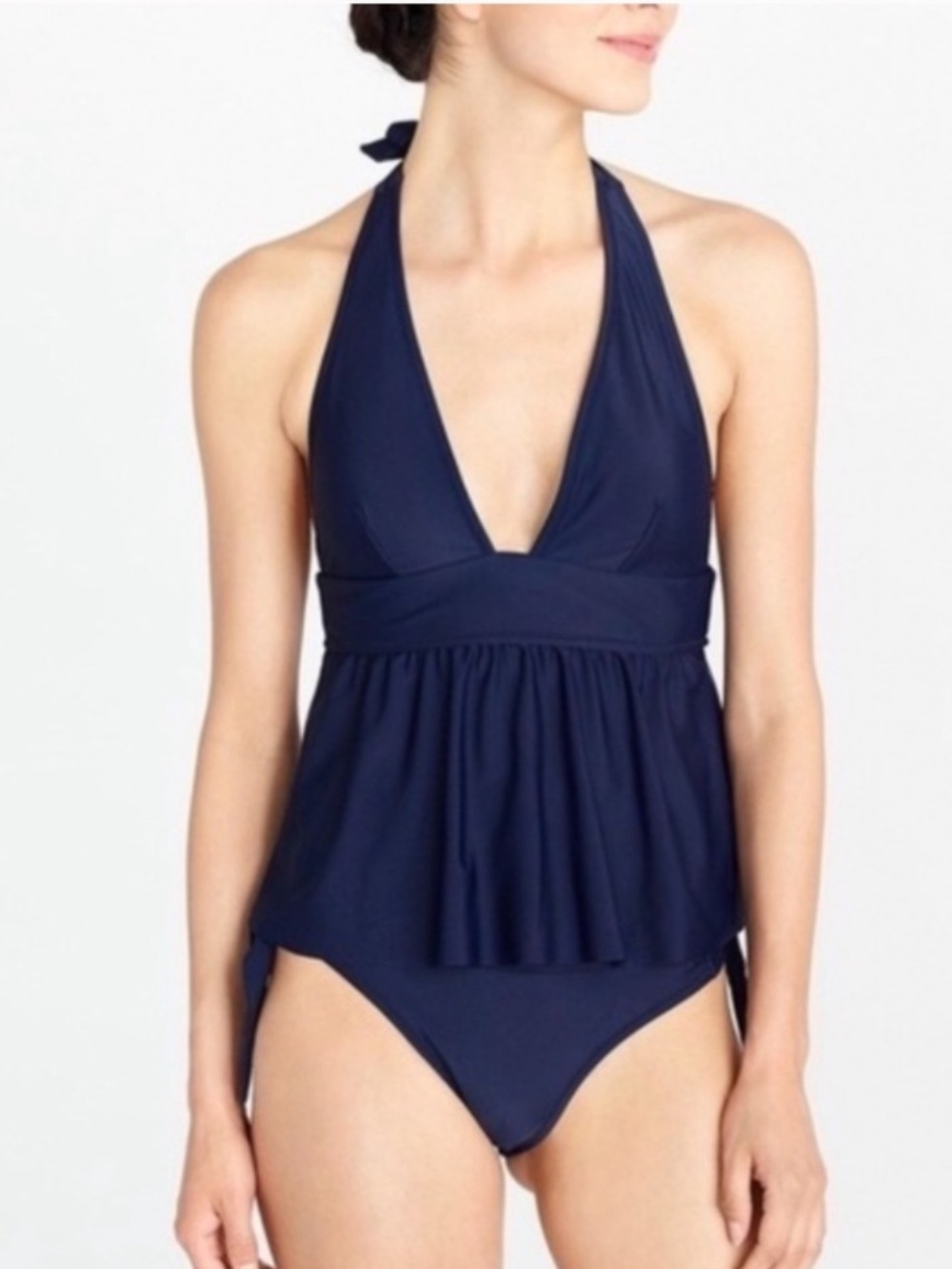 J. Crew Peplum Halter Tankini Swim Top Size Small